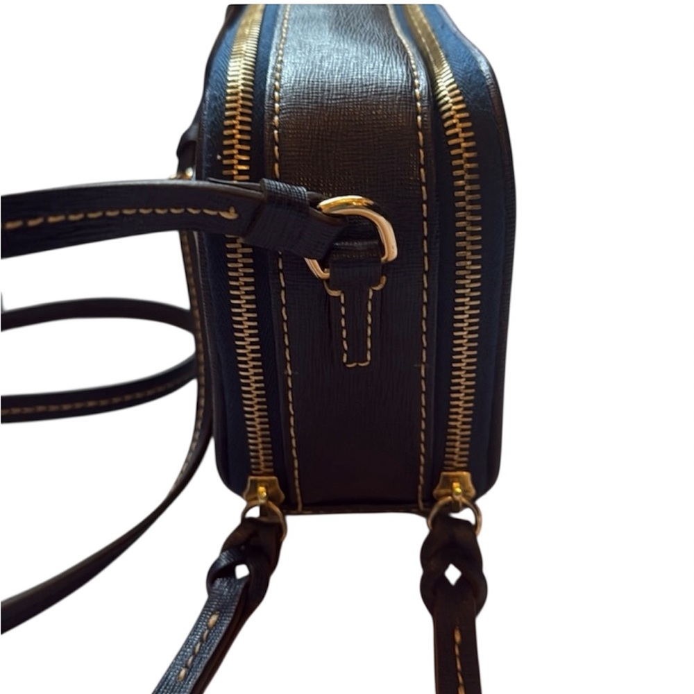Dooney & Bourke Saffiano Leather Sawyer Crossbody in navy blue. - Picture 5 of 9